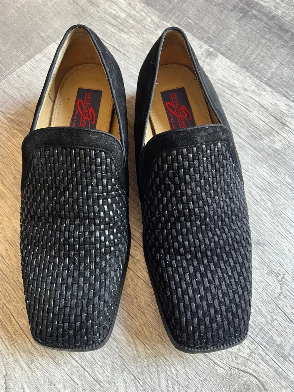 Giorgio Brutini Black Woven Suede Slip-On Loafers